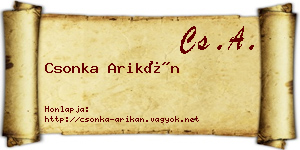 Csonka Arikán névjegykártya